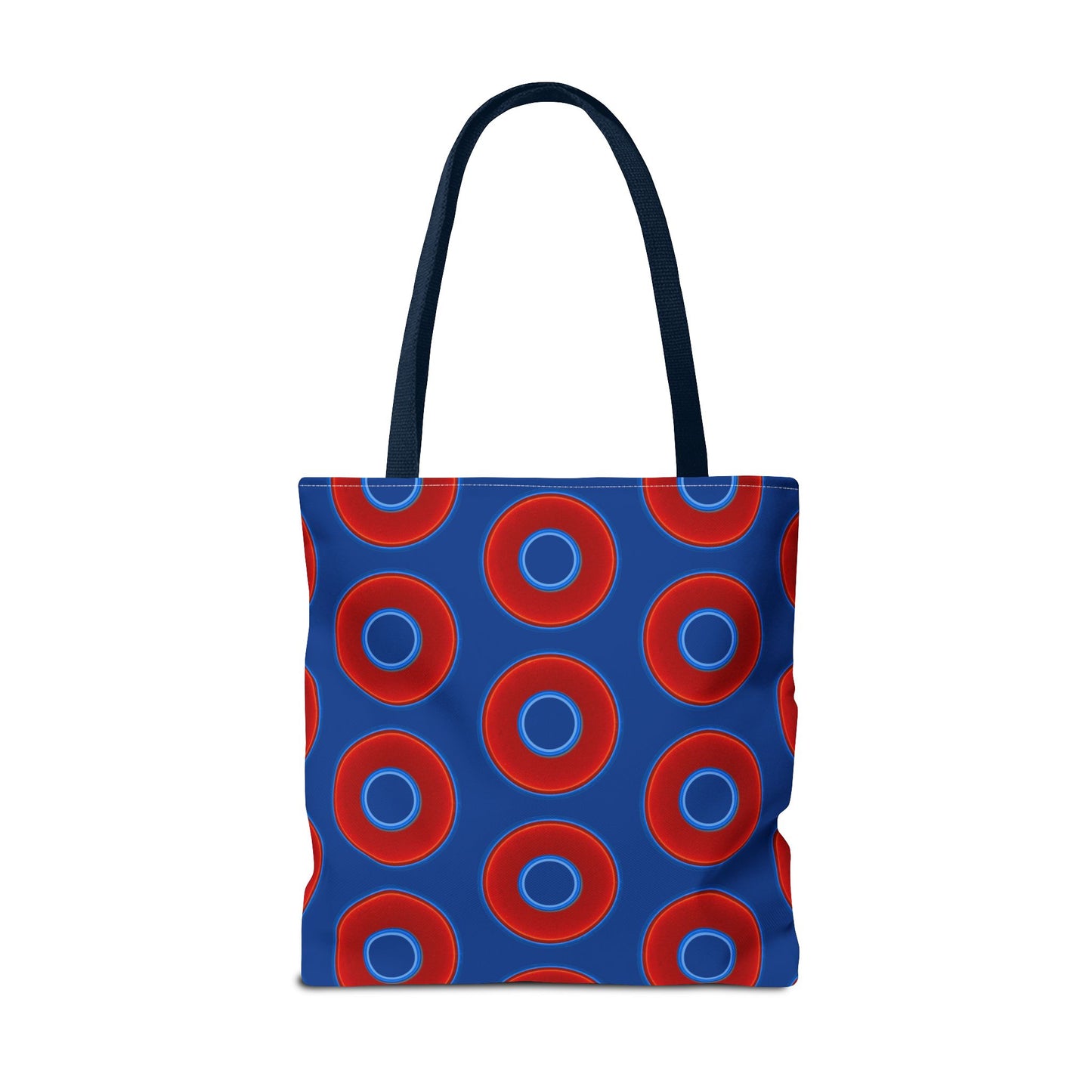 Lumpy Beach/Tote Bag - red vivid donuts w/dark blue background