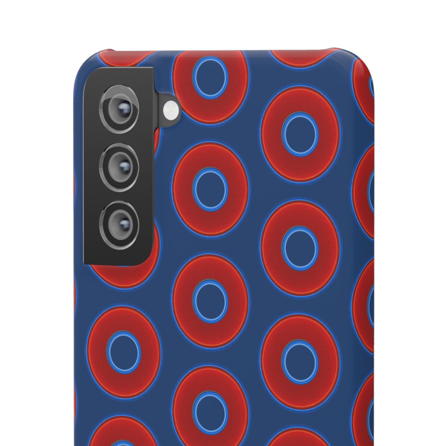 Lumpy Donut Snap Case - red vivid donut print w/Atlantic navy blue background