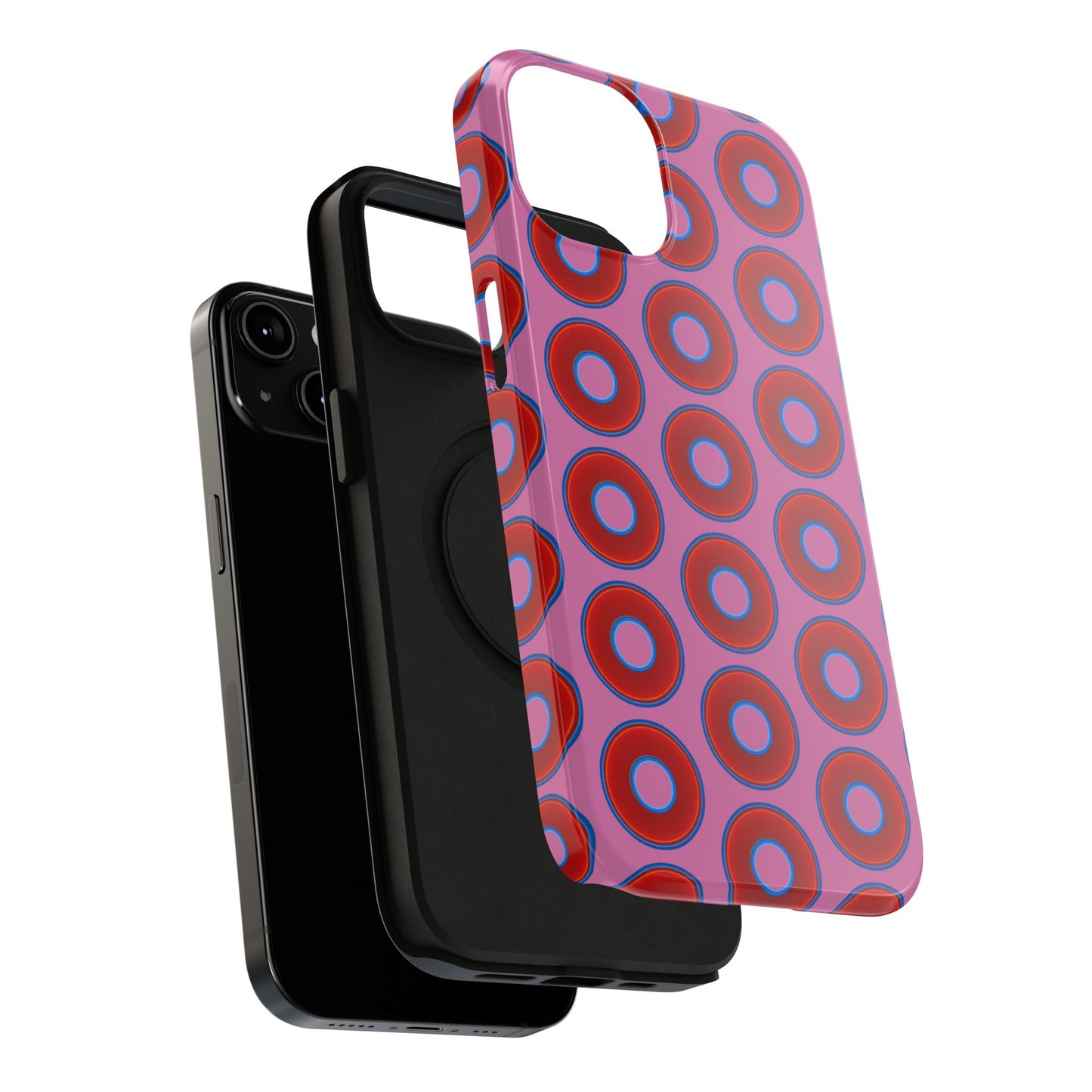 Impact-Resistant Lumpy Donut Case - red vivid donut print w/pink background
