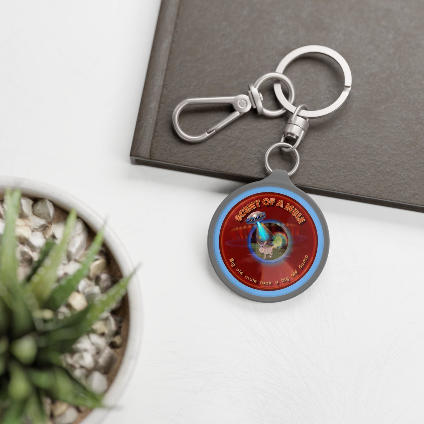 Lumpy Donut Keychain - "Donuts? In Tomahawk County? " - series 1.0 - variant 2 - red donut