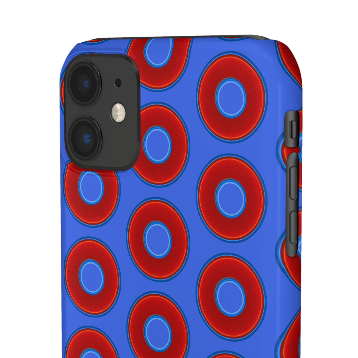 Lumpy Donut Snap Case - red vivid donut print w/royal blue background