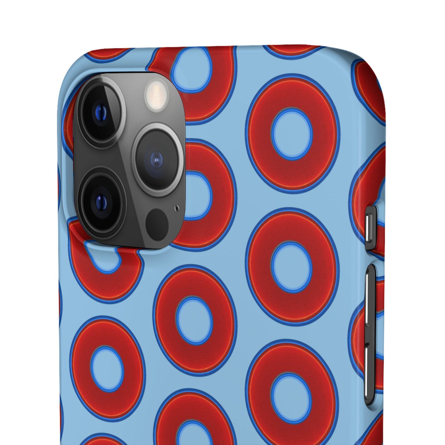 Lumpy Donut Snap Case - red vivid donut print w/sky blue background