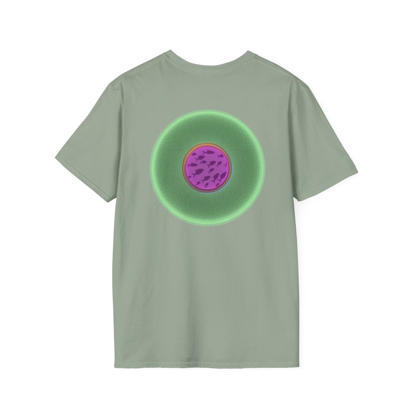 Classic Donut Tee - Unisex Soft-Style - "Swimming By" - variant 1 - series 1.0 - florescent green donut