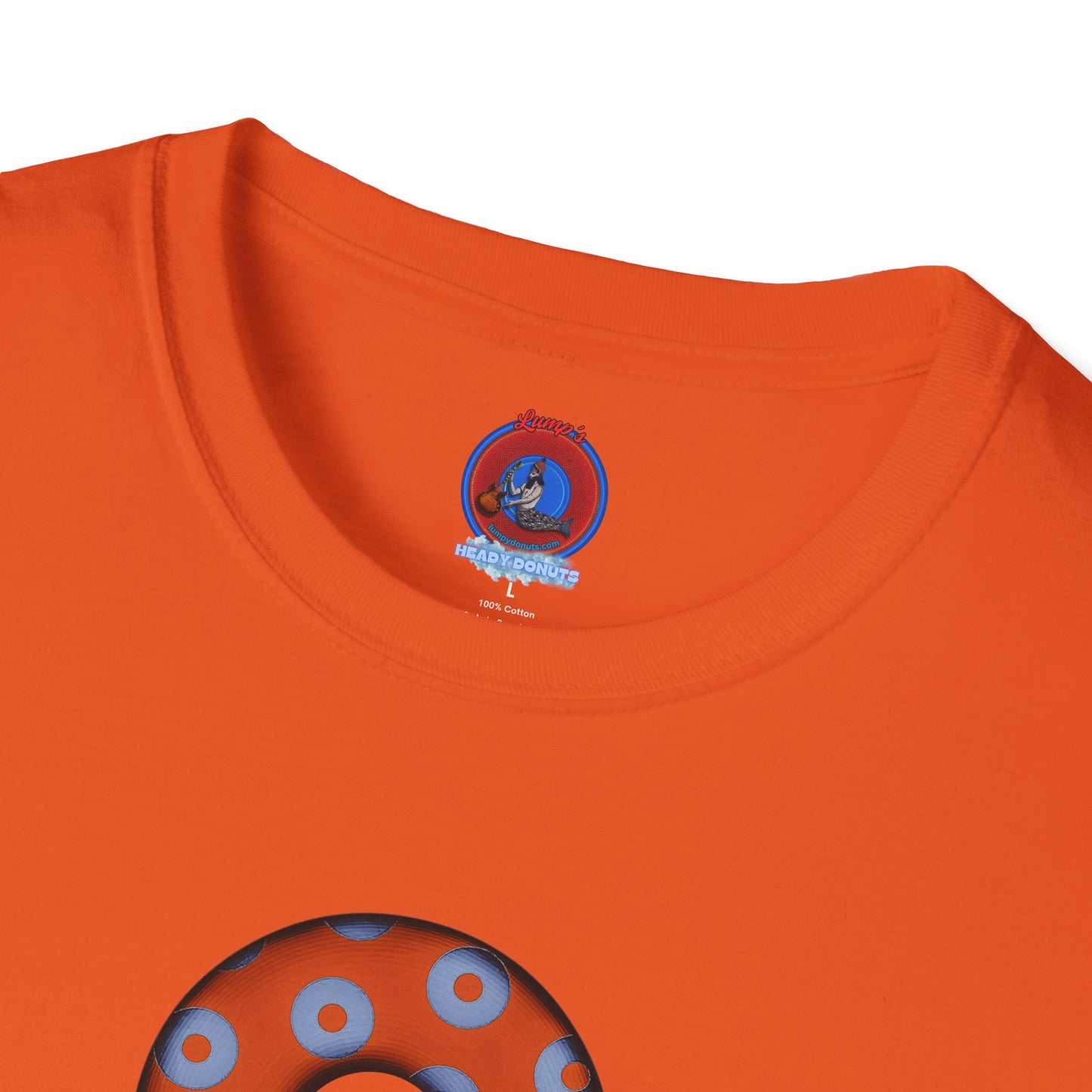 Plain Donuts/Unisex Soft-Style - "Plain Blimpy Paradoxical Donuts" - light blue/orange donuts