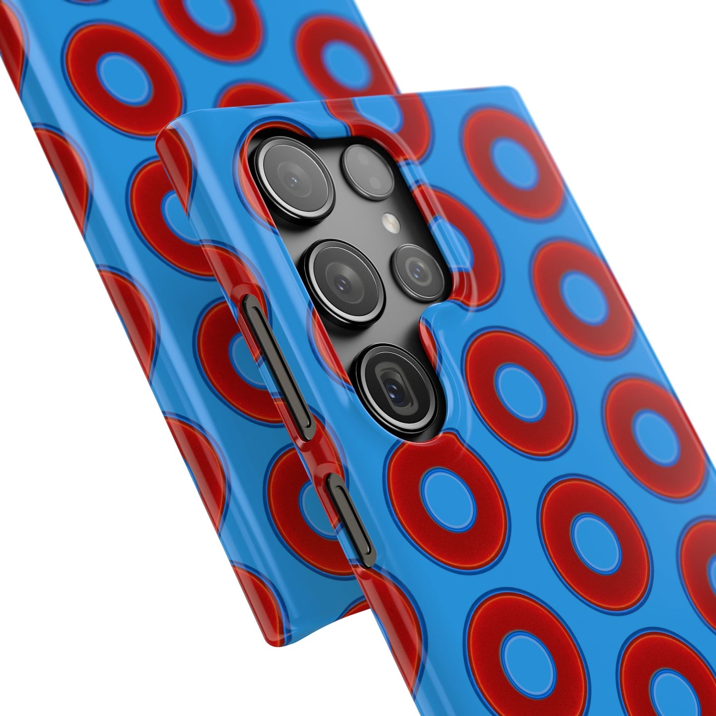 Lumpy Donut Snap Case - red vivid donut print w/sky royal blue background