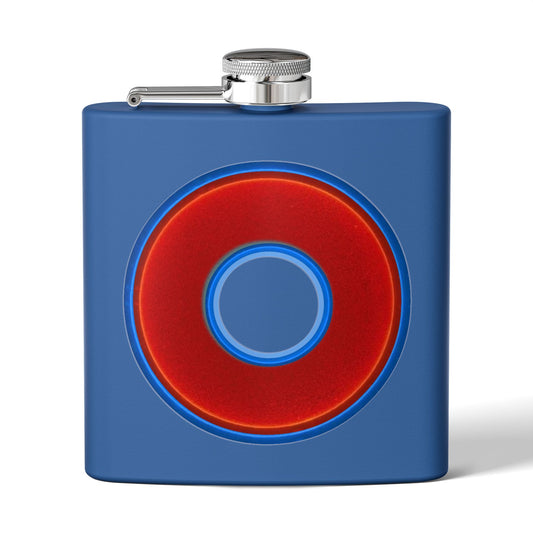 Lump's Donut Flask 6 oz - Vivid dark blue/red donut - [*w/your choice of 6 backgrounds]