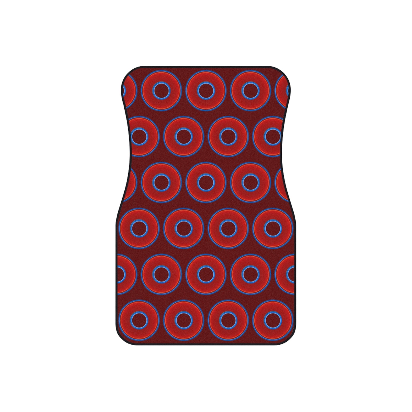 Contacted Car Mats - Set of 2/Front - vivid donut print w/dark red background