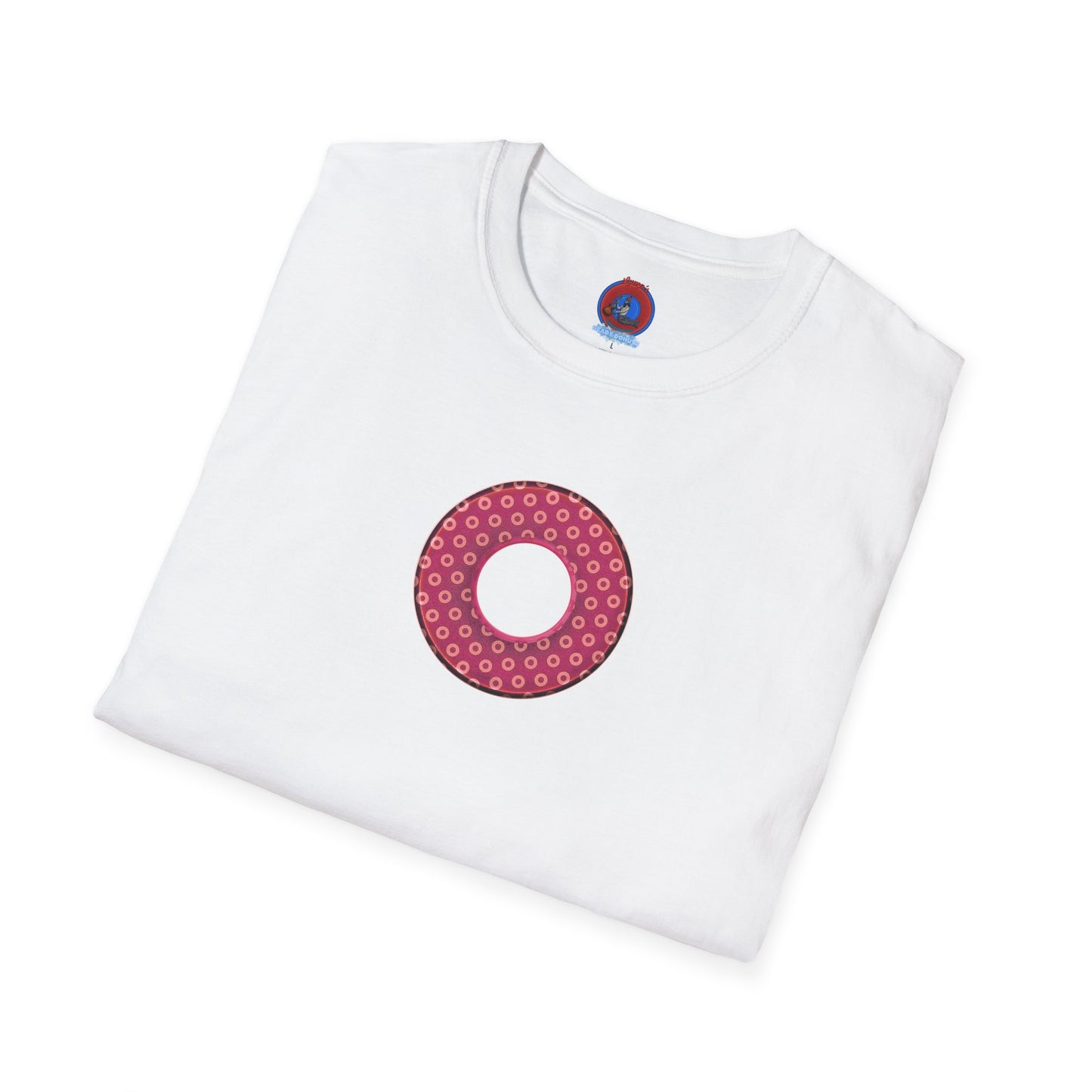 Plain Donuts/Unisex Soft-Style - "Plain Electric Paradoxical Donuts" - dark magenta/coral donuts
