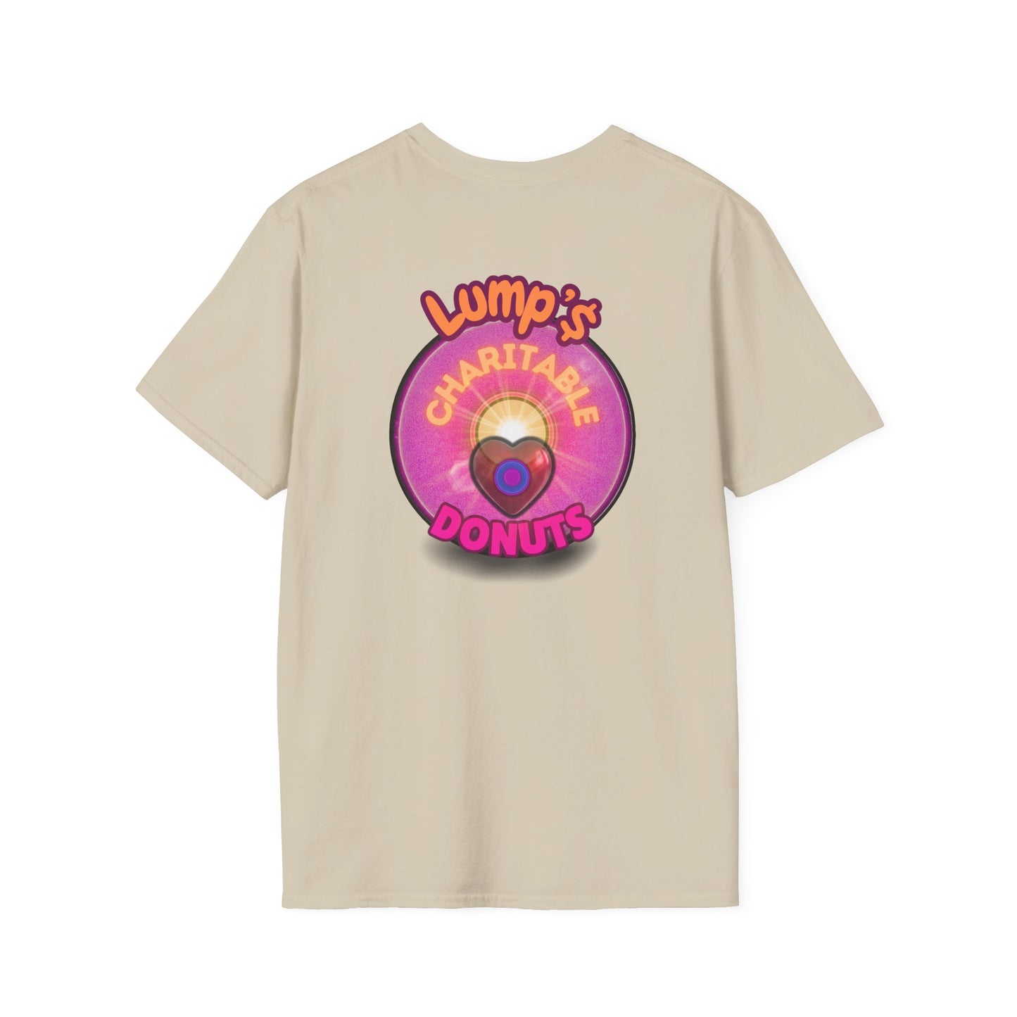 Classic Donut Tee - Unisex Soft-Style - "Lump's Official Charitable Donut" - series 1.0  - magenta donut [*100 to general charity fund]