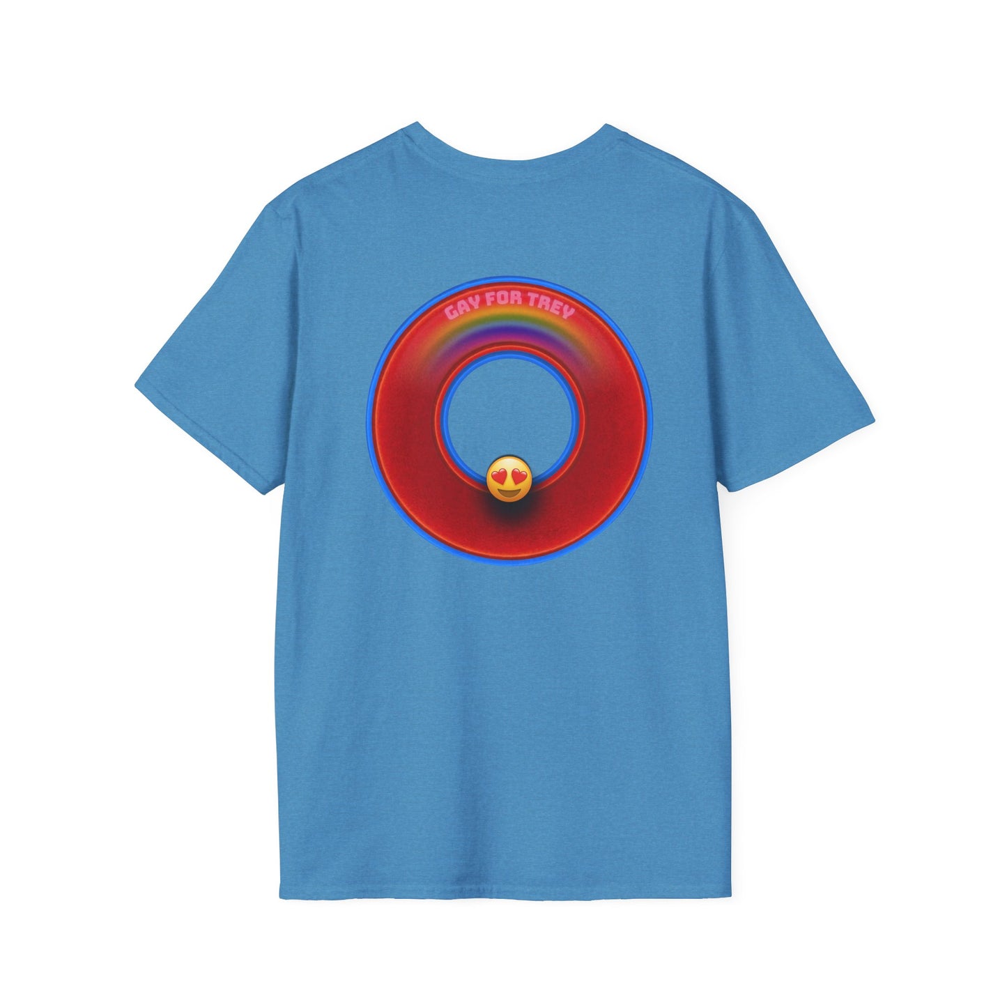 Classic Donut Tee - Unisex Soft-Style - "Yes You Are Mark!" - vivid red/blue donut