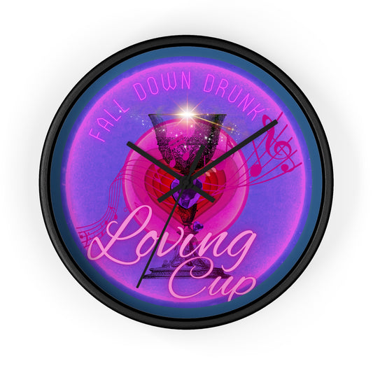Lumpy Wall Clock - "The Loving Donut" vivid magenta donut w/light navy background [*charitable donut]