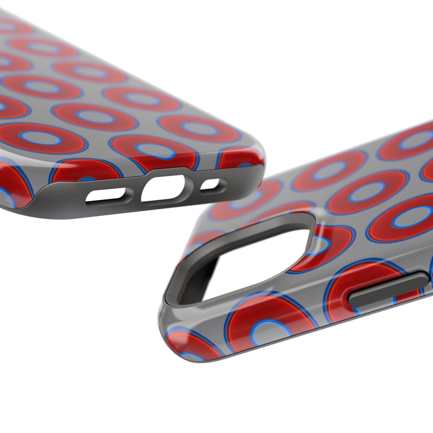Impact-Resistant Lumpy Donut Case - red vivid donut print w/gray background