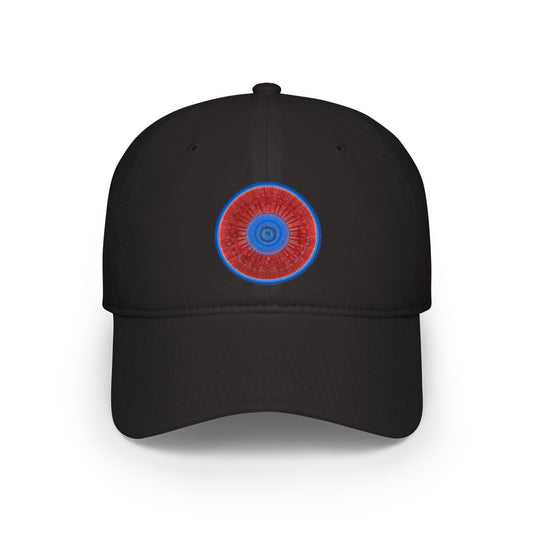 Lumpy Donut Baseball Cap - "Graphic Translation Donut Cap" - vivid red tube donut w/ - variant 1