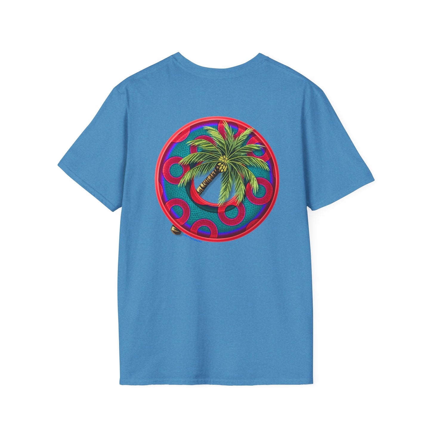Classic Donut Tee - Unisex Soft-Style - "Jost Phishing" -blue/red rustic paradox donut