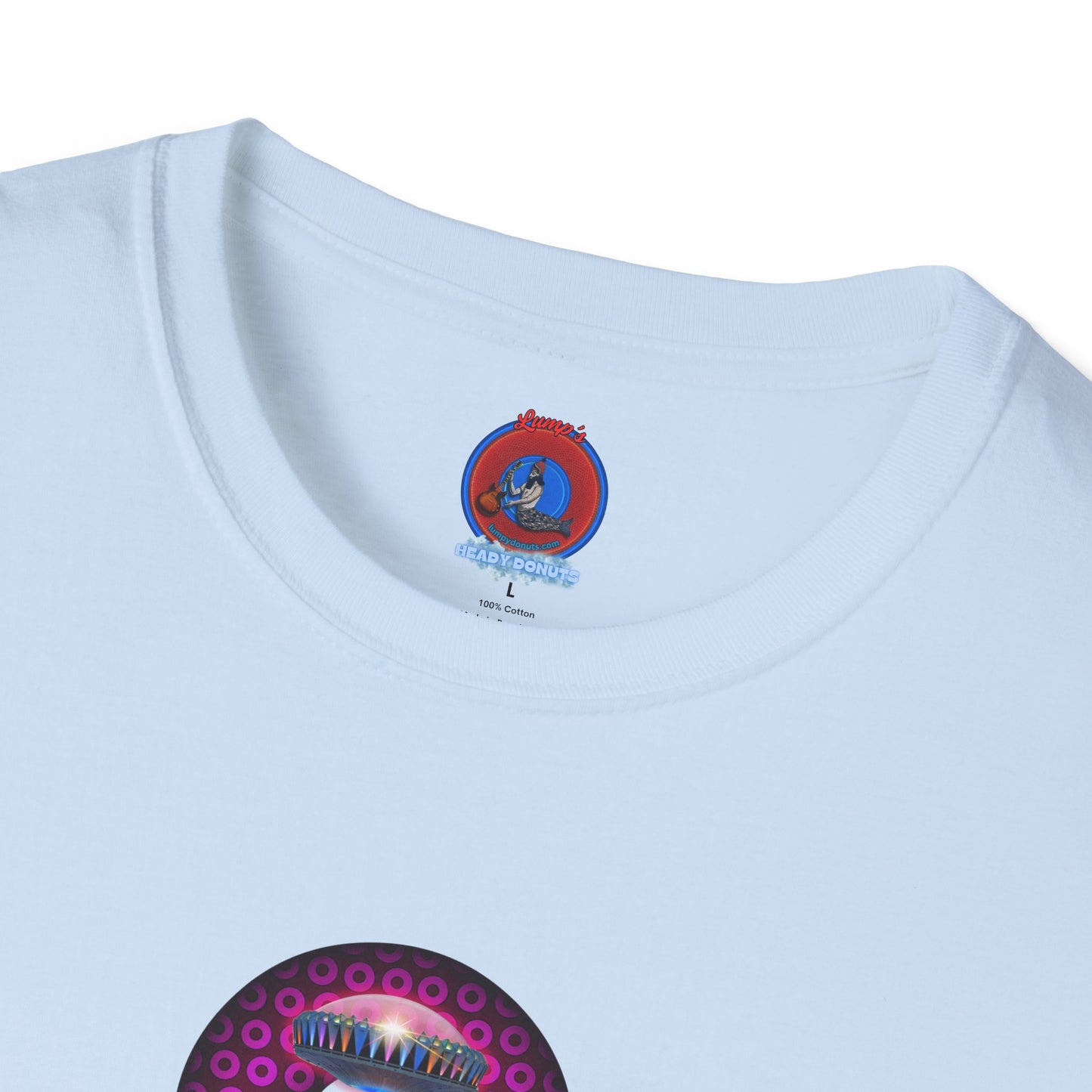 Coffee Traders Tee - Unisex Soft-Style - "Blastoff " - paradoxical donuts - variant 1 - mothership front/logo back