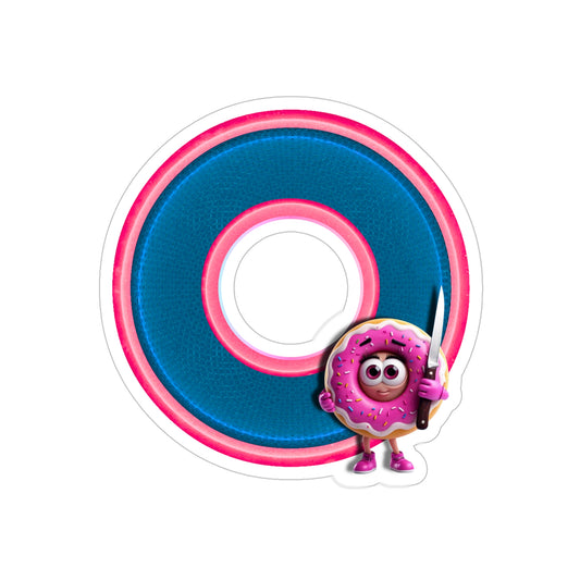 Donut Bumper/Outdoor Sticker - "My Friend the Donut" - series 1.0 - variant 2 - blue/pink donuts - [Die-Cut] 6"x 6"