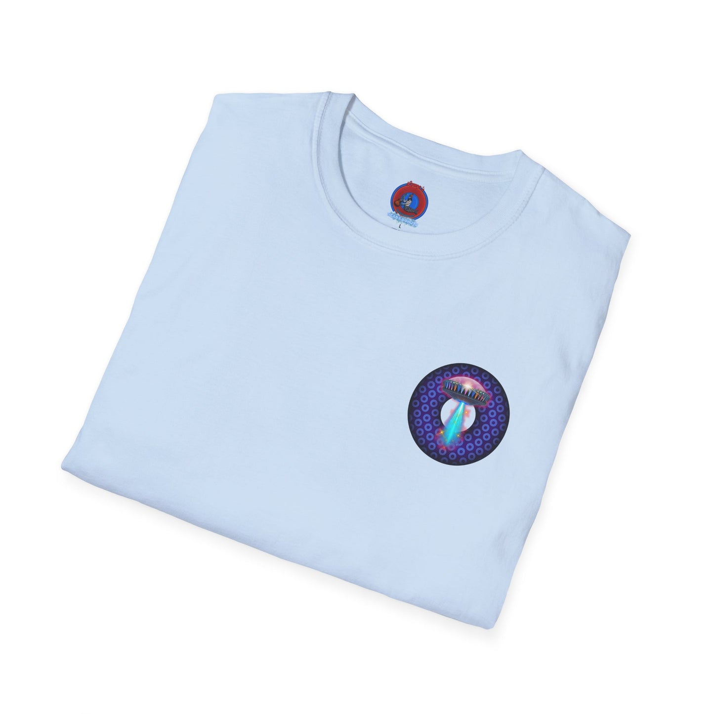 Classic Donut Tee - Unisex Soft-Style - "Donuts now Served on the Mothership" - series 1.0  - variant 5  - purple/violet paradoxical donut