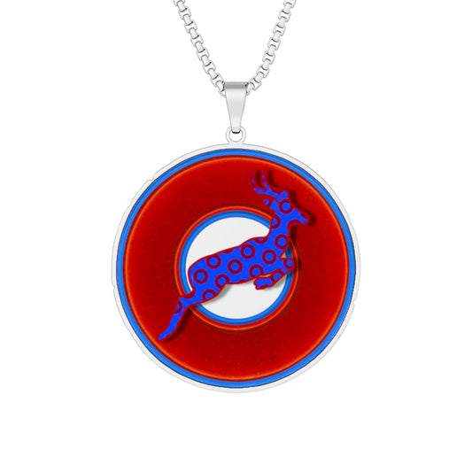 Lump's Heady Donut Necklace - 1" x 1" Stainless Steel Pendant - "Out of Control Donut Pendant" - vivid red/blue donut - variant 1