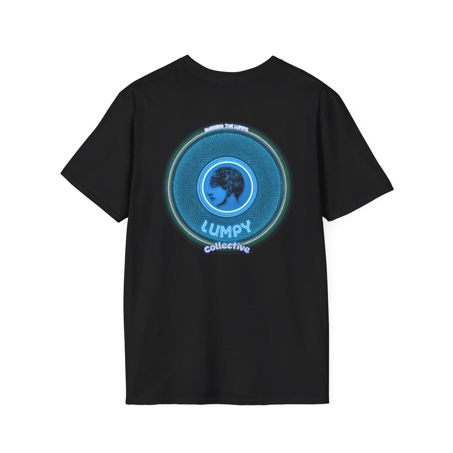 Classic Donut Tee - Unisex Soft-Style - "Lumpy Collective Donut" - aquamarine blue/green lumpy donut - variant 3