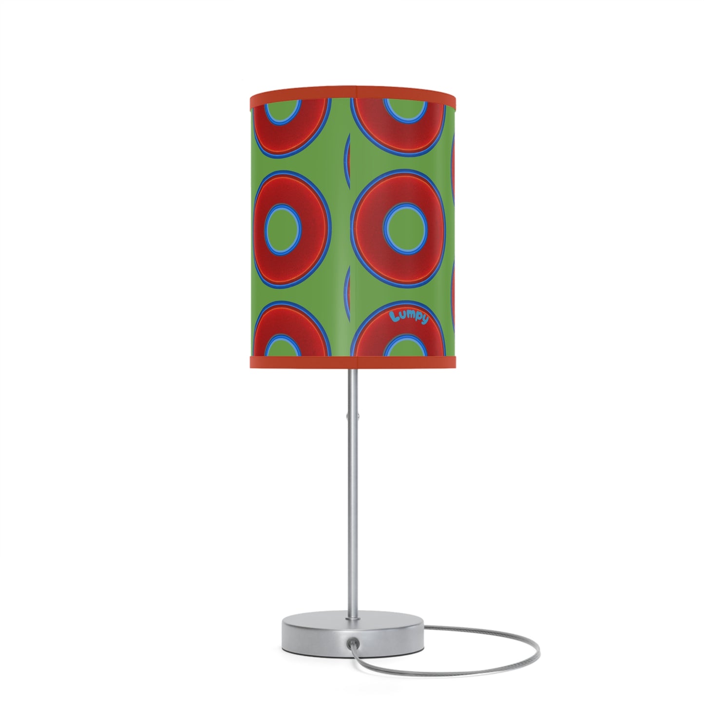 Lumpy Accent Lamps - red vivid donuts w/light green background