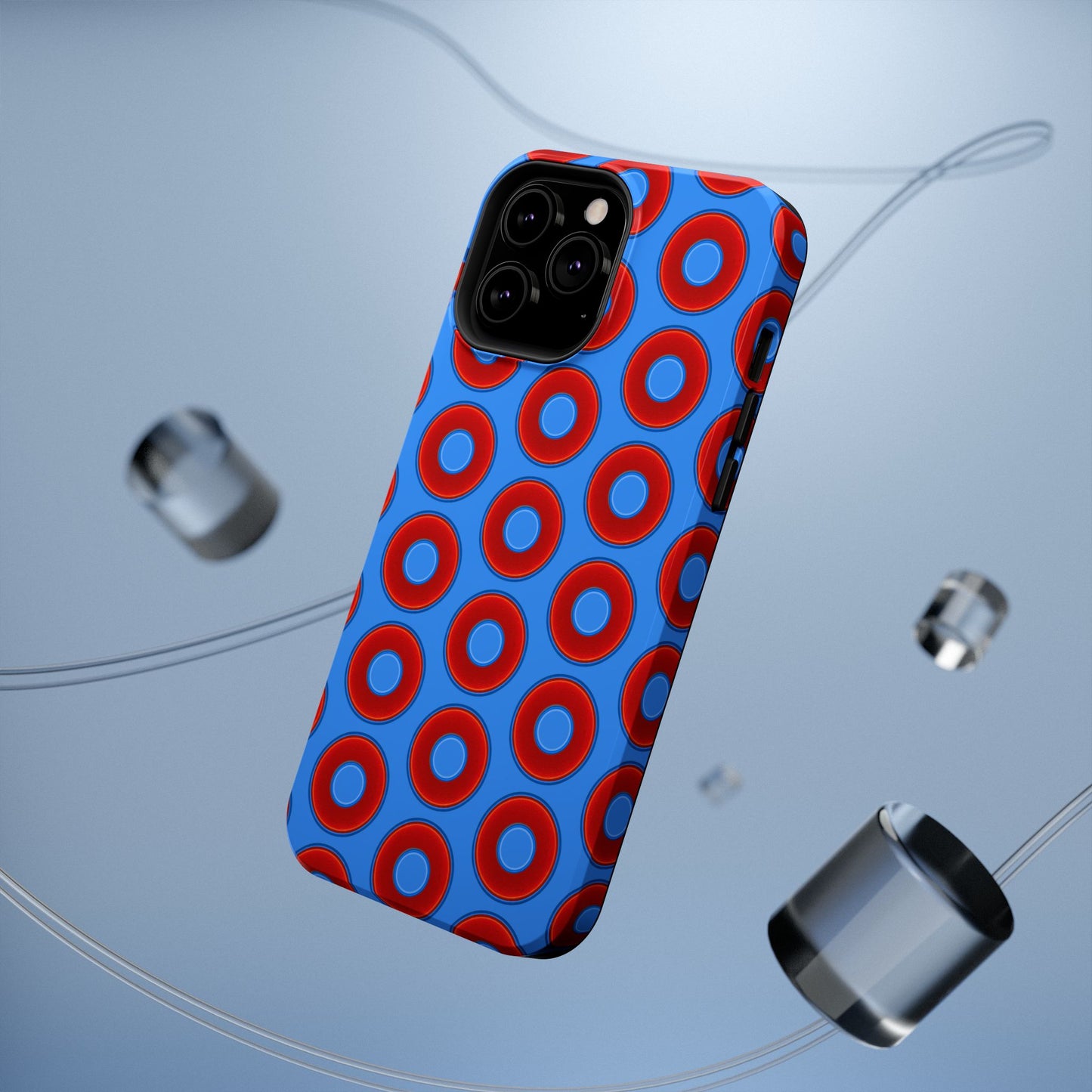 Impact-Resistant Lumpy Donut Case - red vivid donut print w/light royal blue background