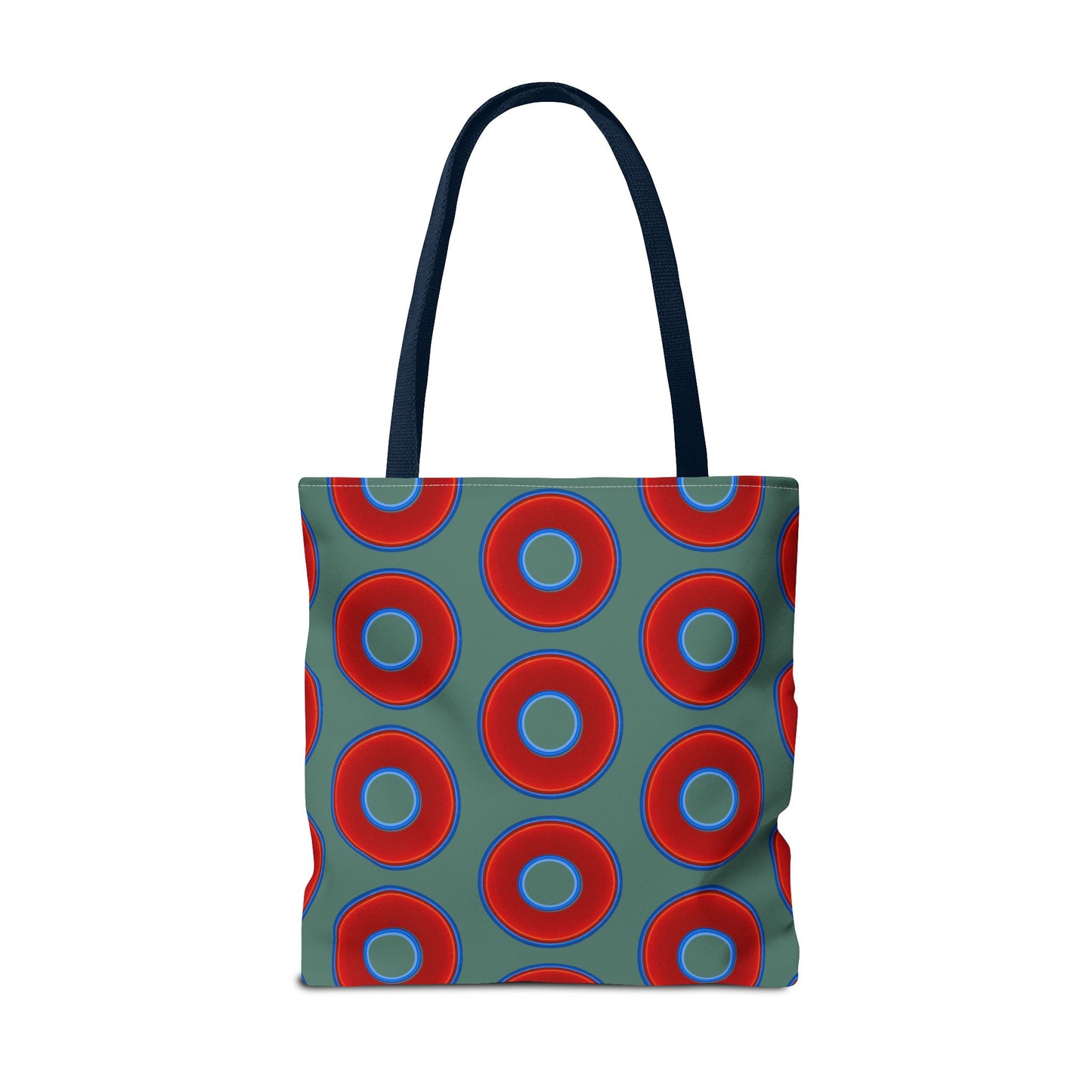Lumpy Beach/Tote Bag - red vivid donuts w/Fenway green background