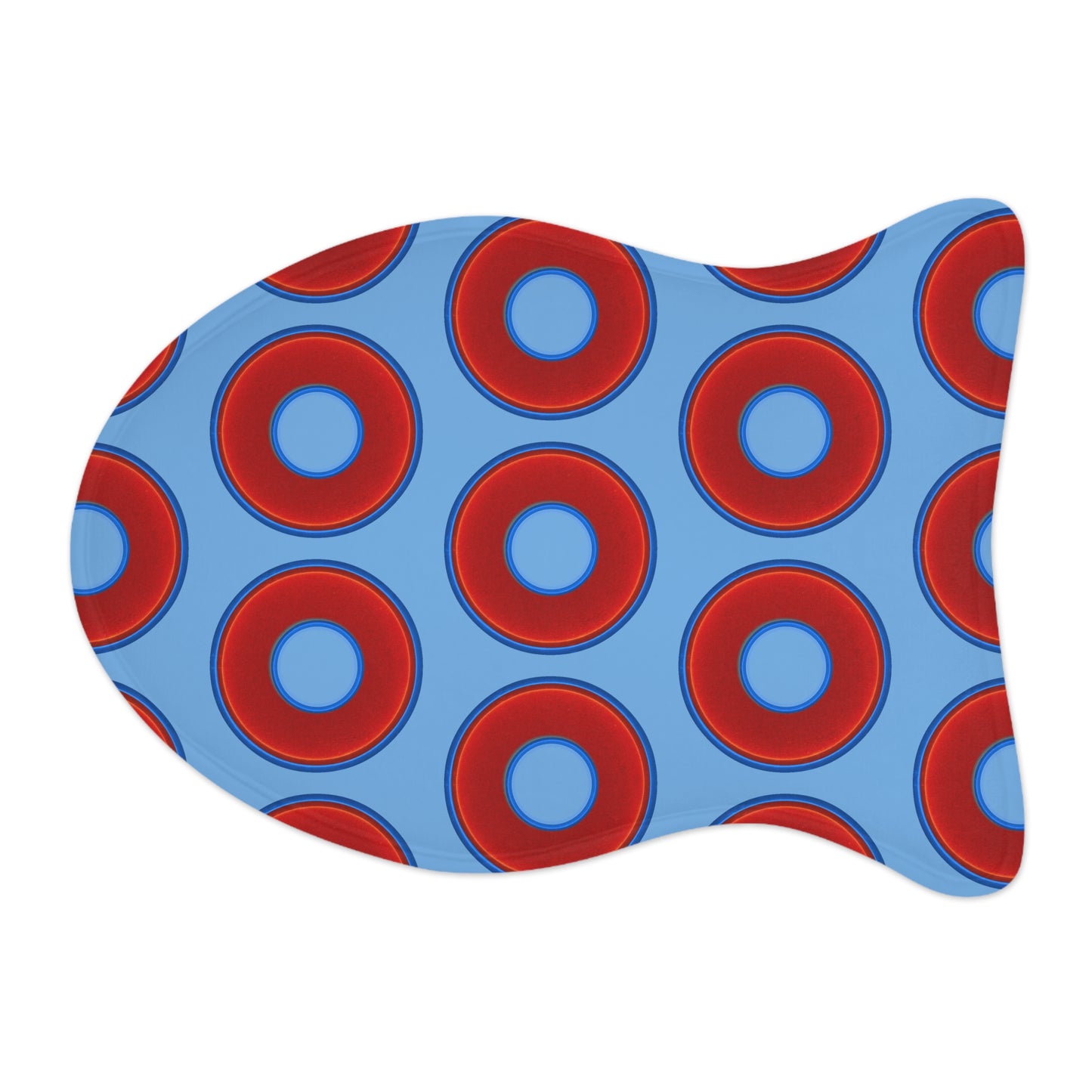 Wendy's Lumpy Pet Feed Mat - vivid red donuts w/light blue background