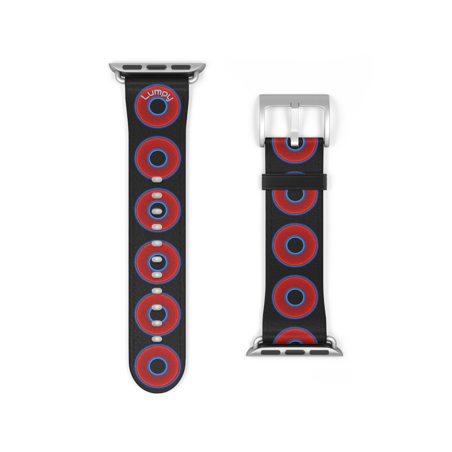 Lumpy Donut Wristband - compatible w/apple watch - red vivid donuts w/black background