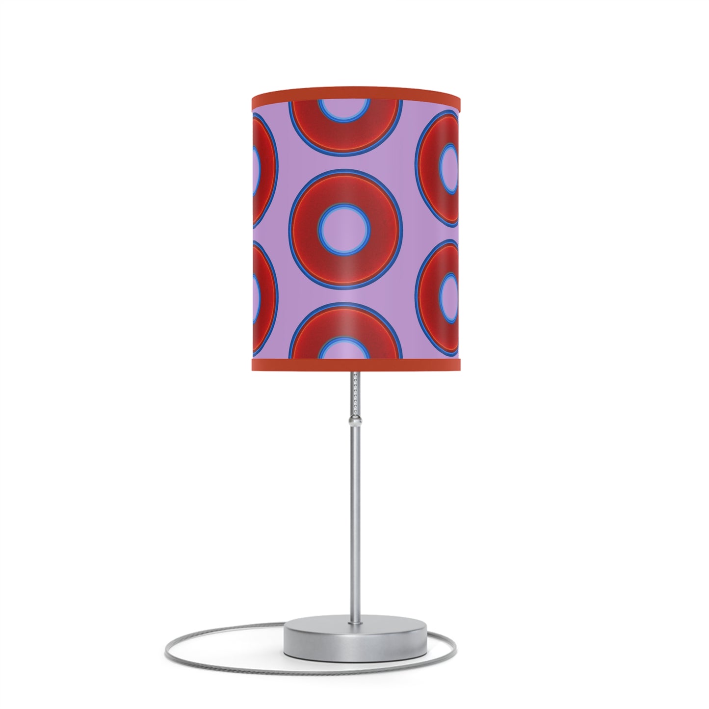 Lumpy Accent Lamps - red vivid donuts w/wisteria purple background