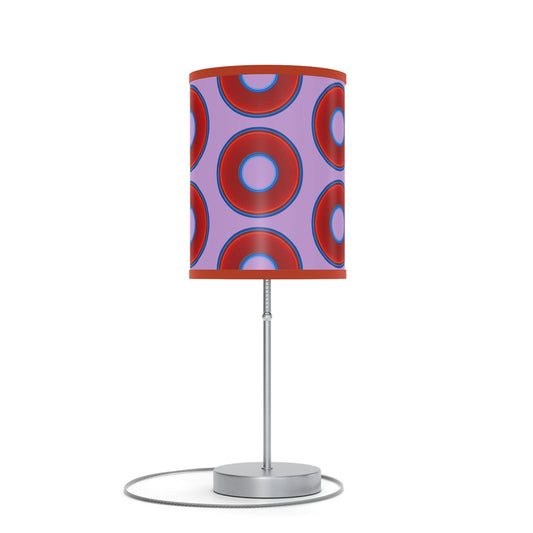 Lumpy Accent Lamps - red vivid donuts w/wisteria purple background