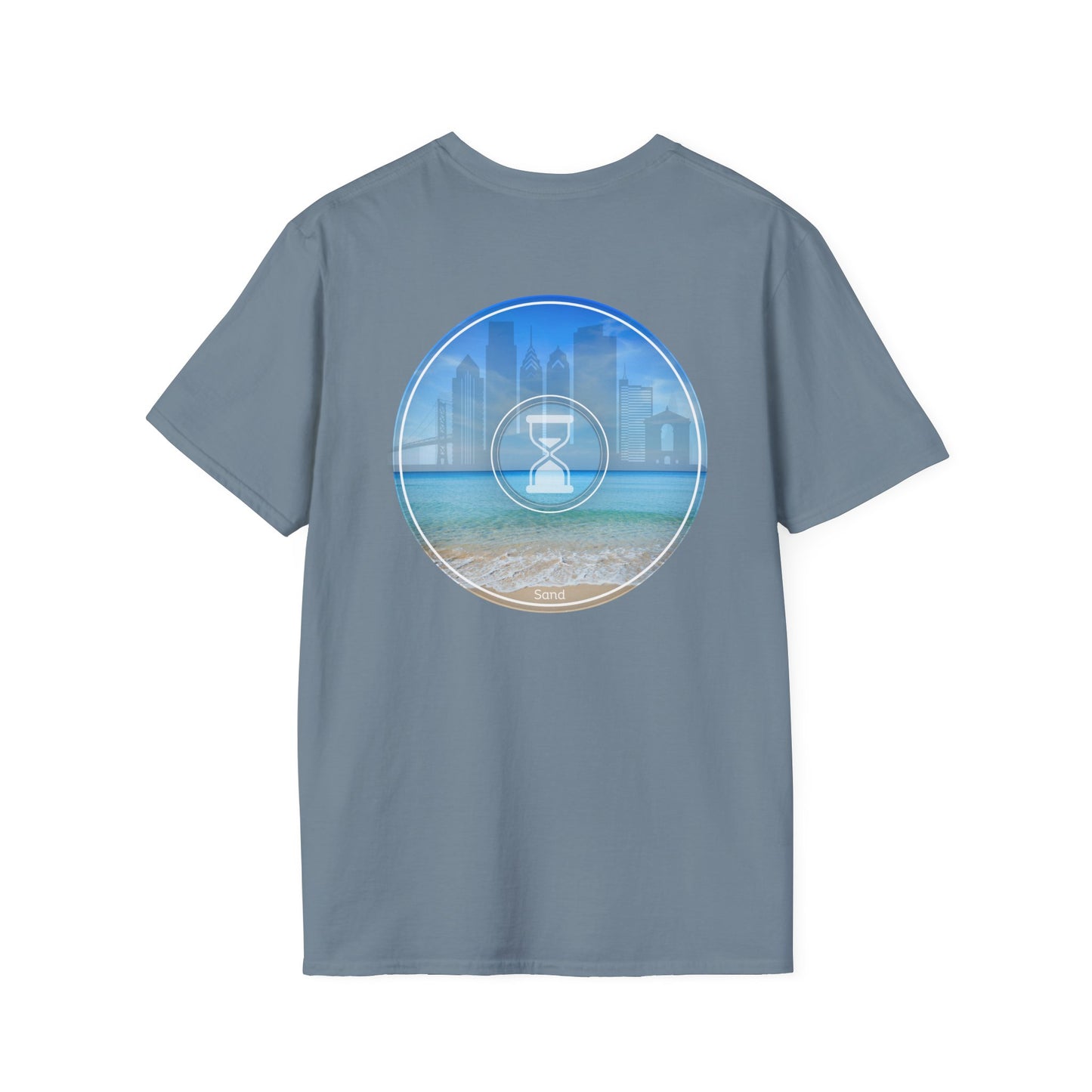 Classic Donut Tee - Unisex Soft-Style - "Philly Special: Still Loading Sand" - vivid blue  pic donut - variant 1