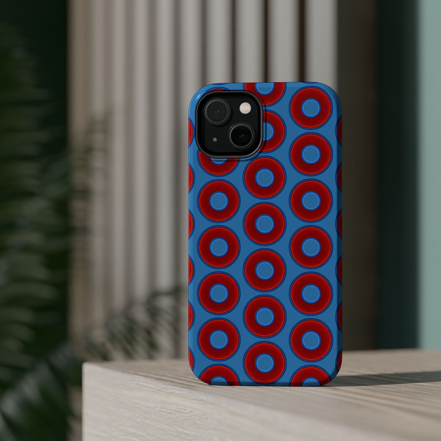 Copy of Magnetic Tough Donut Case - red vivid donut print w/light steel blue background