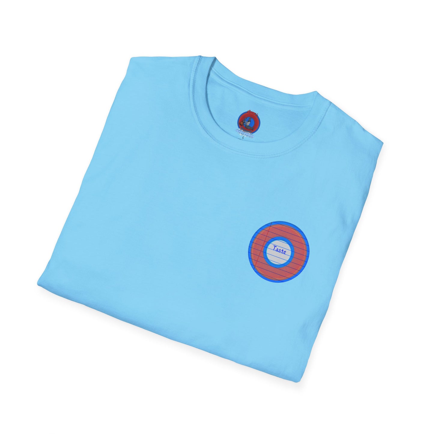Classic Donut Tee - Unisex Soft-Style - "That's 1 Tasty Donut" - series 1.0  - variant 1 - red donut w/blue ink