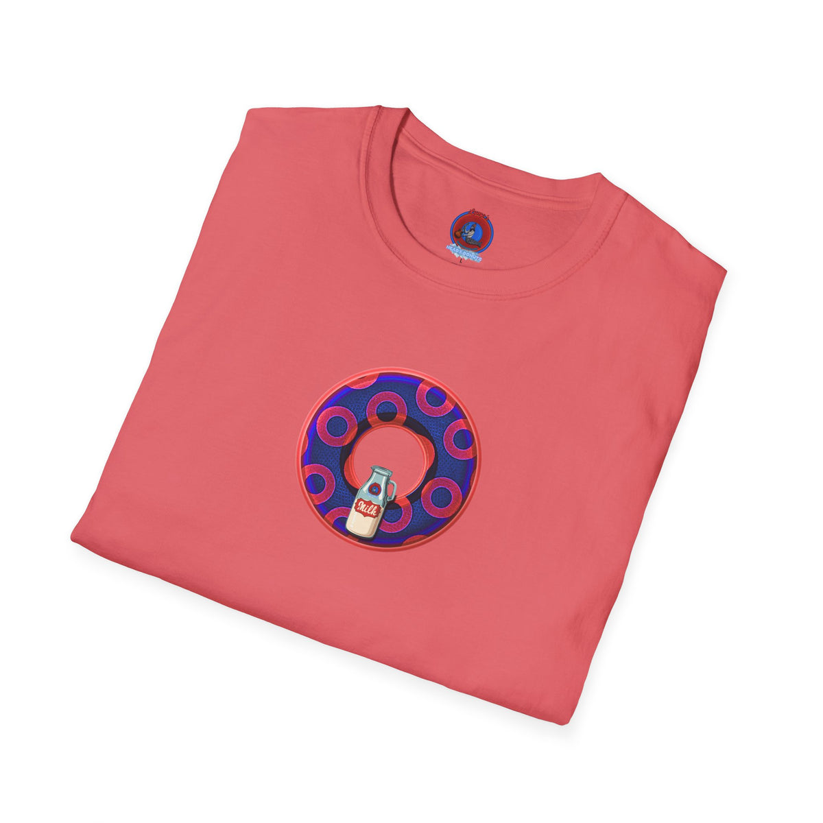 Classic Donut Tee - Unisex Soft-Style - "Wooked Cream - YEMSG Donut " - dark electric blue/red rustic paradox donut - variant 2