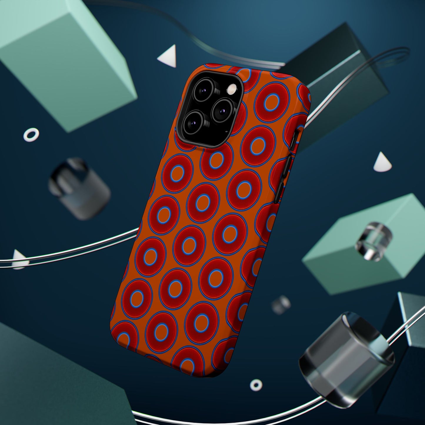Magnetic Tough Donut Case - red vivid donut print w/dark orange background