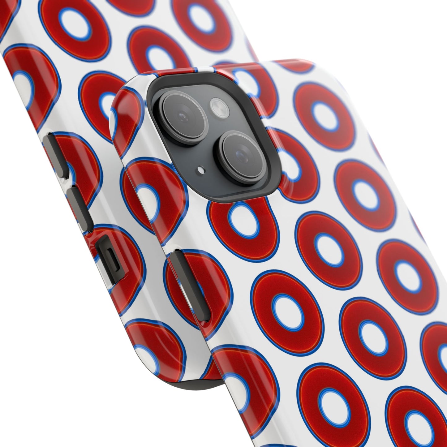 Impact-Resistant Lumpy Donut Case - red vivid donut print w/white background