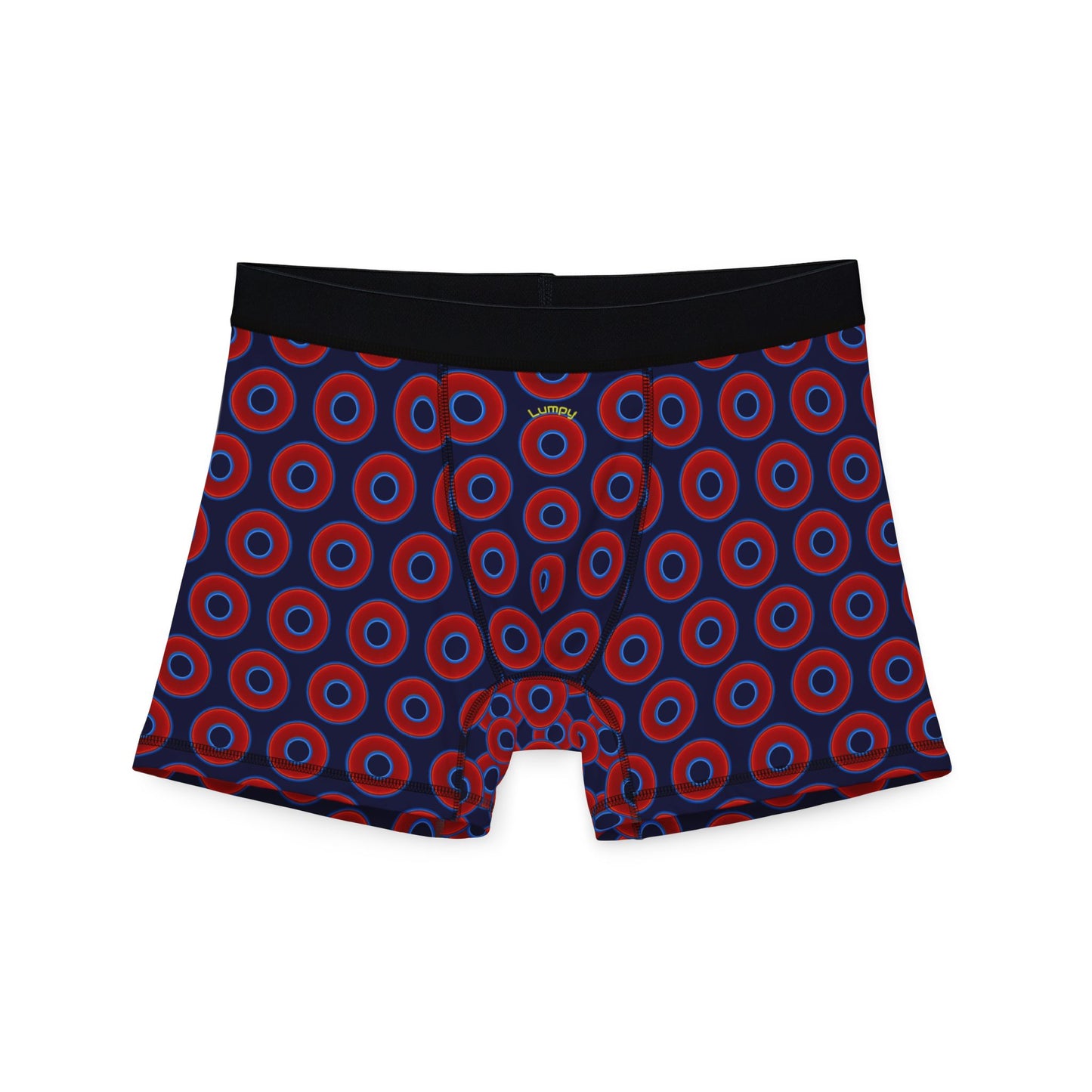 Men's Donut Boxers - red vivid donuts w/midnight blue background