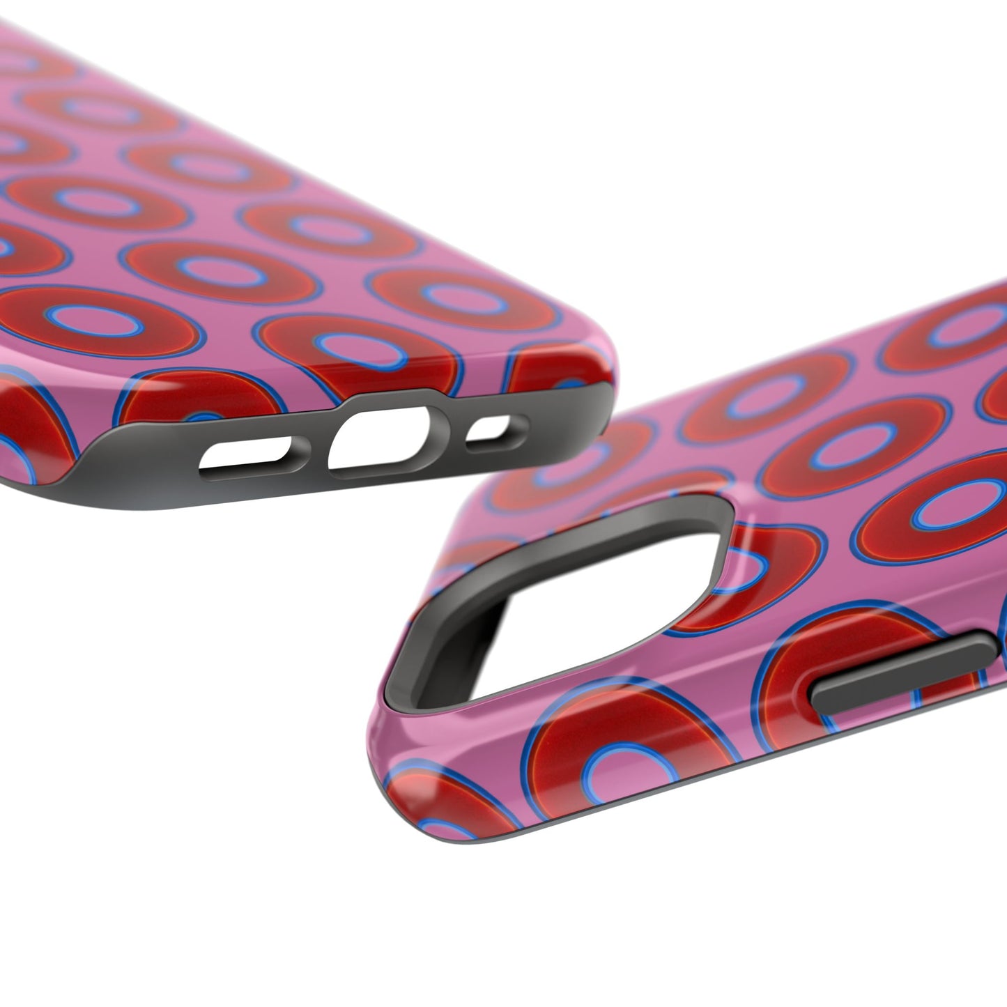 Impact-Resistant Lumpy Donut Case - red vivid donut print w/pink background