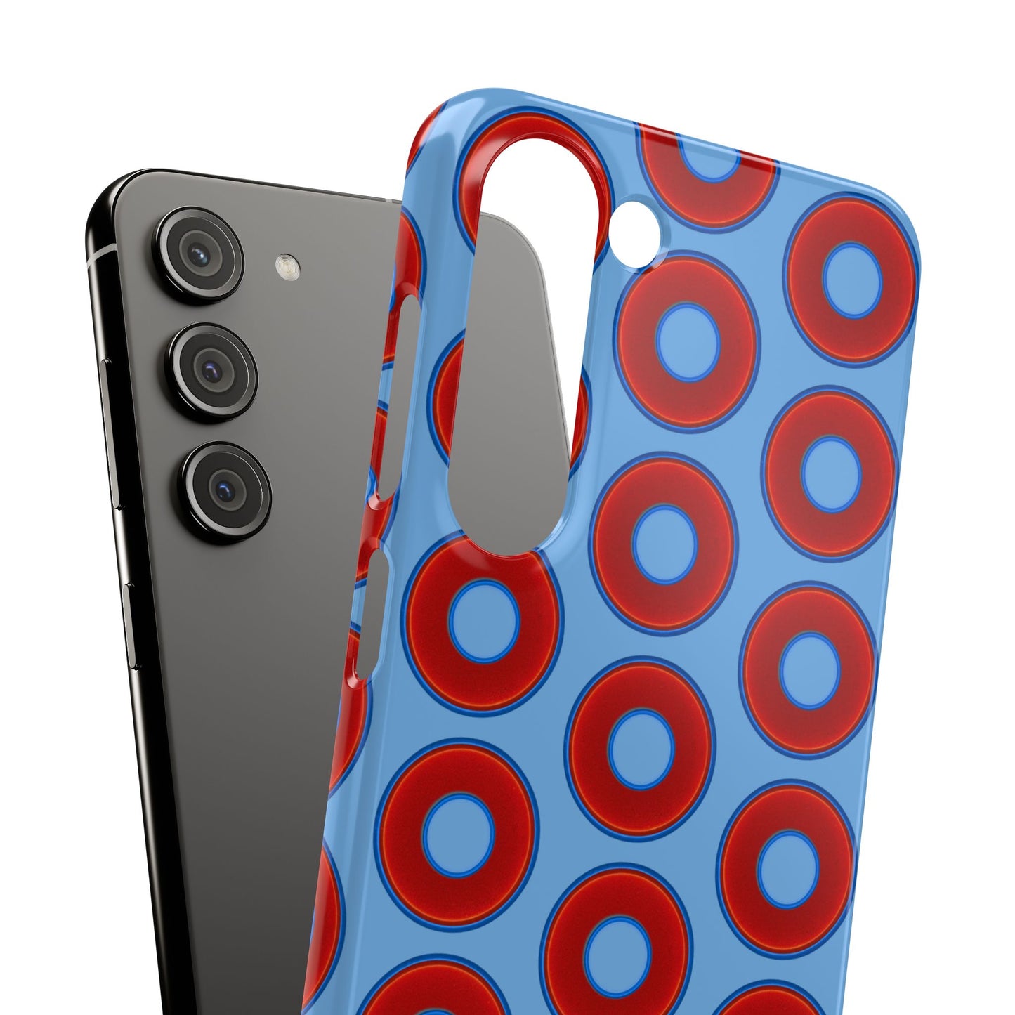 Lumpy Donut Snap Case - red vivid donut print w/light blue background