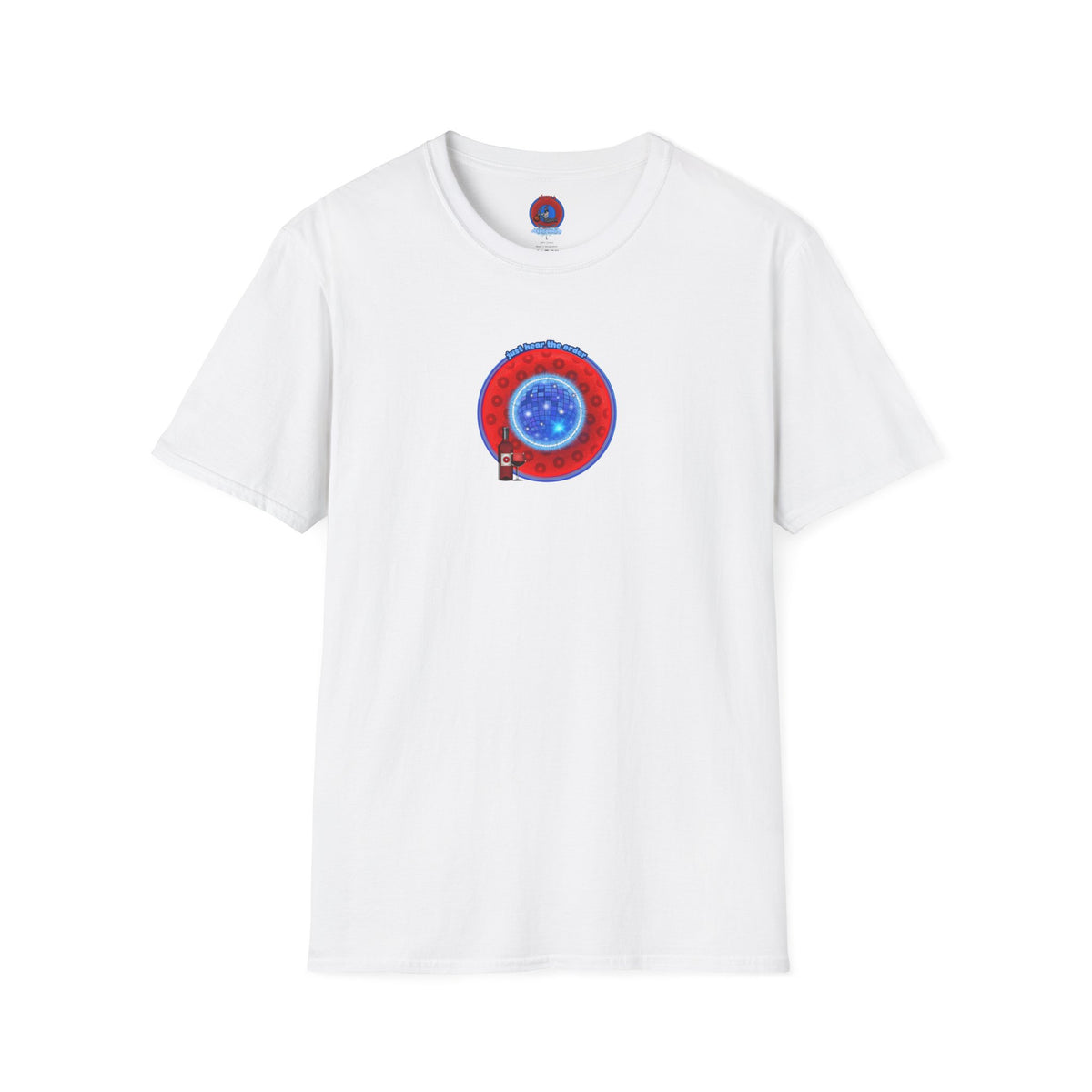 Classic Donut Tee - Unisex Soft-Style - "The Skipper's Donut" - red/blue paradoxical widemouthed donut - variant 1