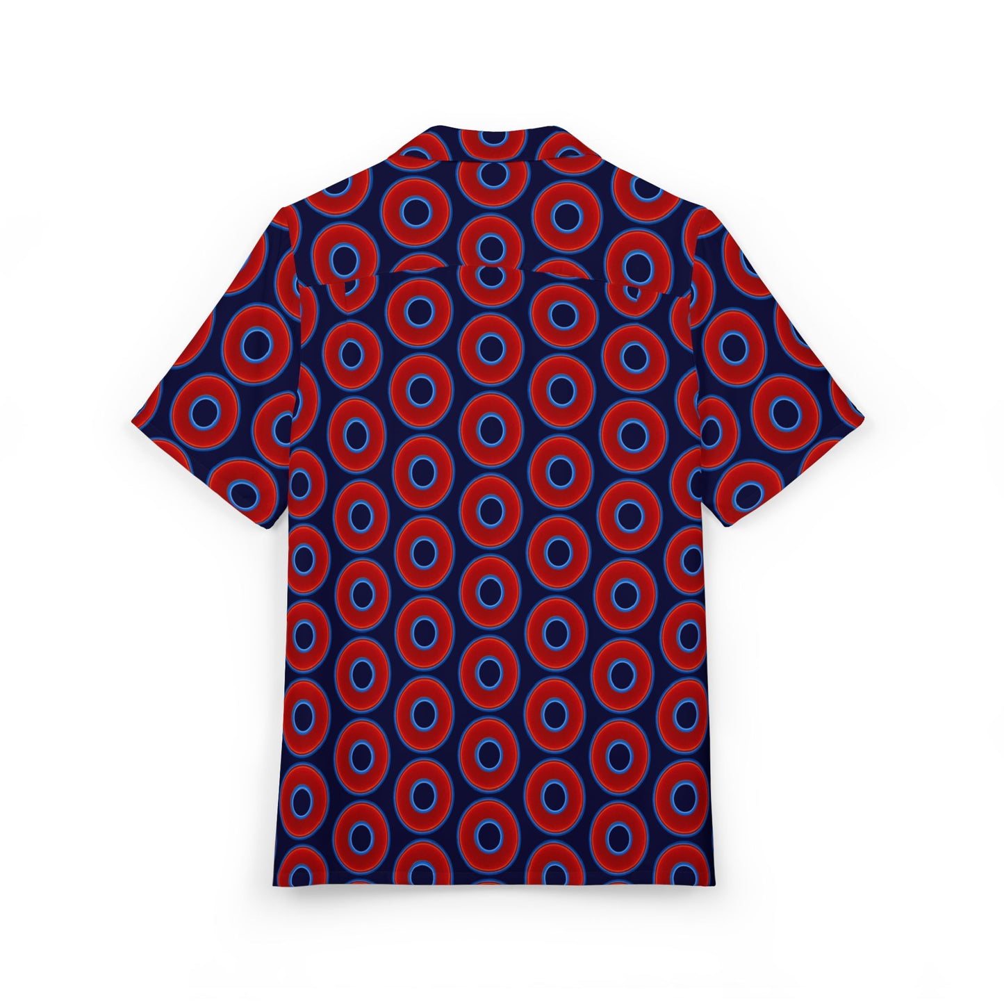 Wilson's 'Epic Hawaiian-Punch' Shirt - vivid red donut print w/midnight blue background [unisex]