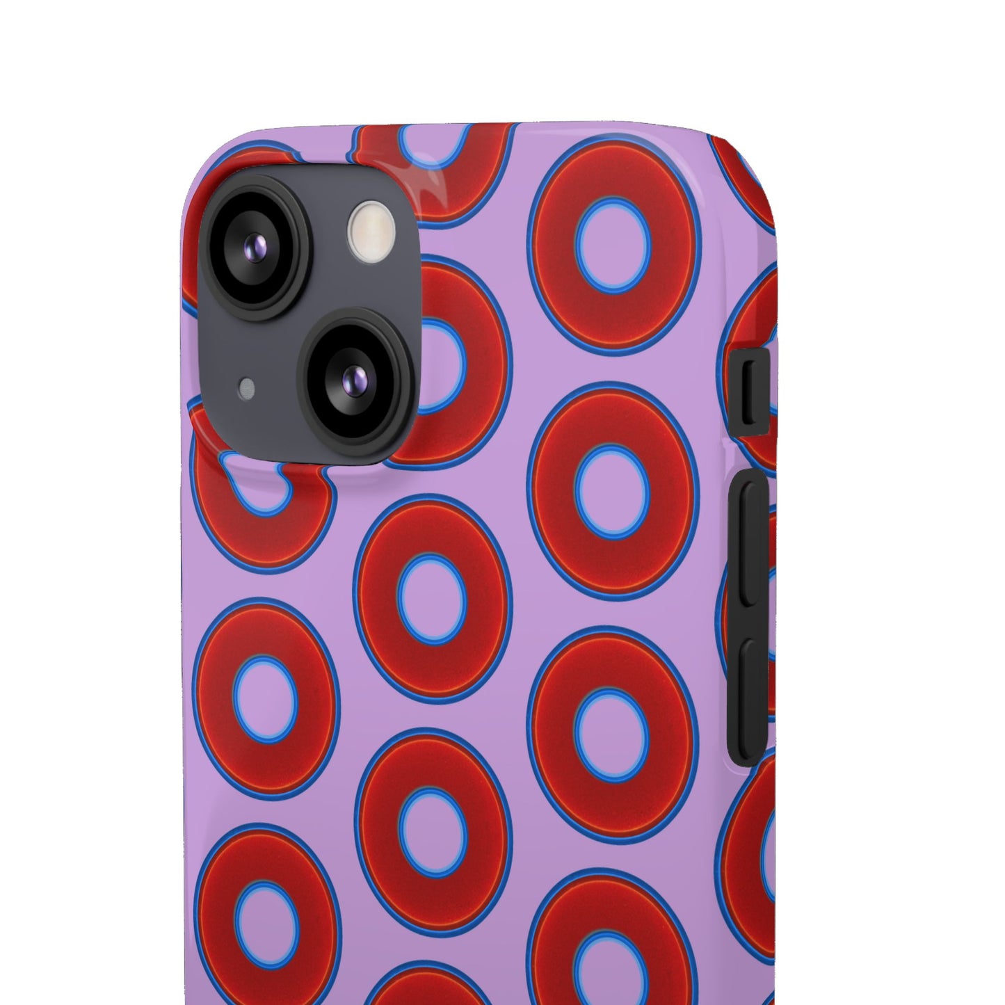 Lumpy Donut Snap Case - red vivid donut print w/wisteria purple background