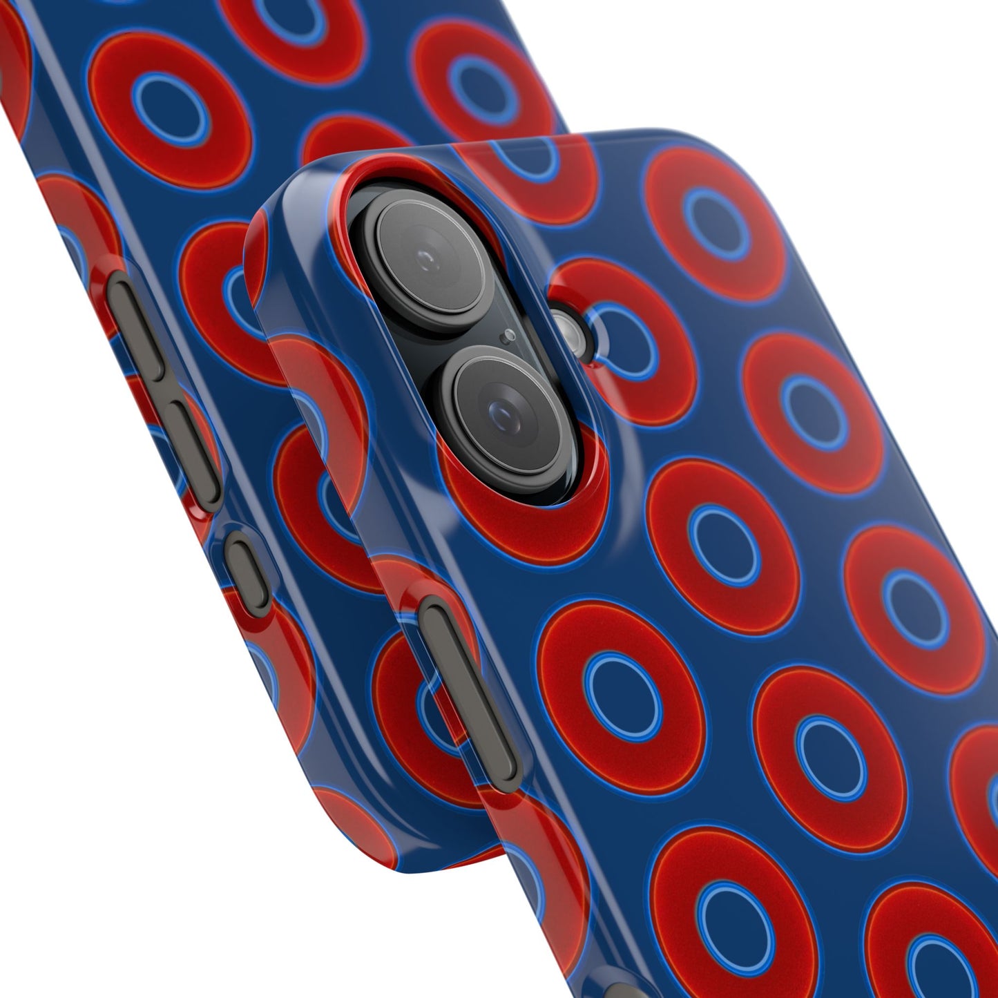 Lumpy Donut Snap Case - red vivid donut print w/Atlantic navy blue background