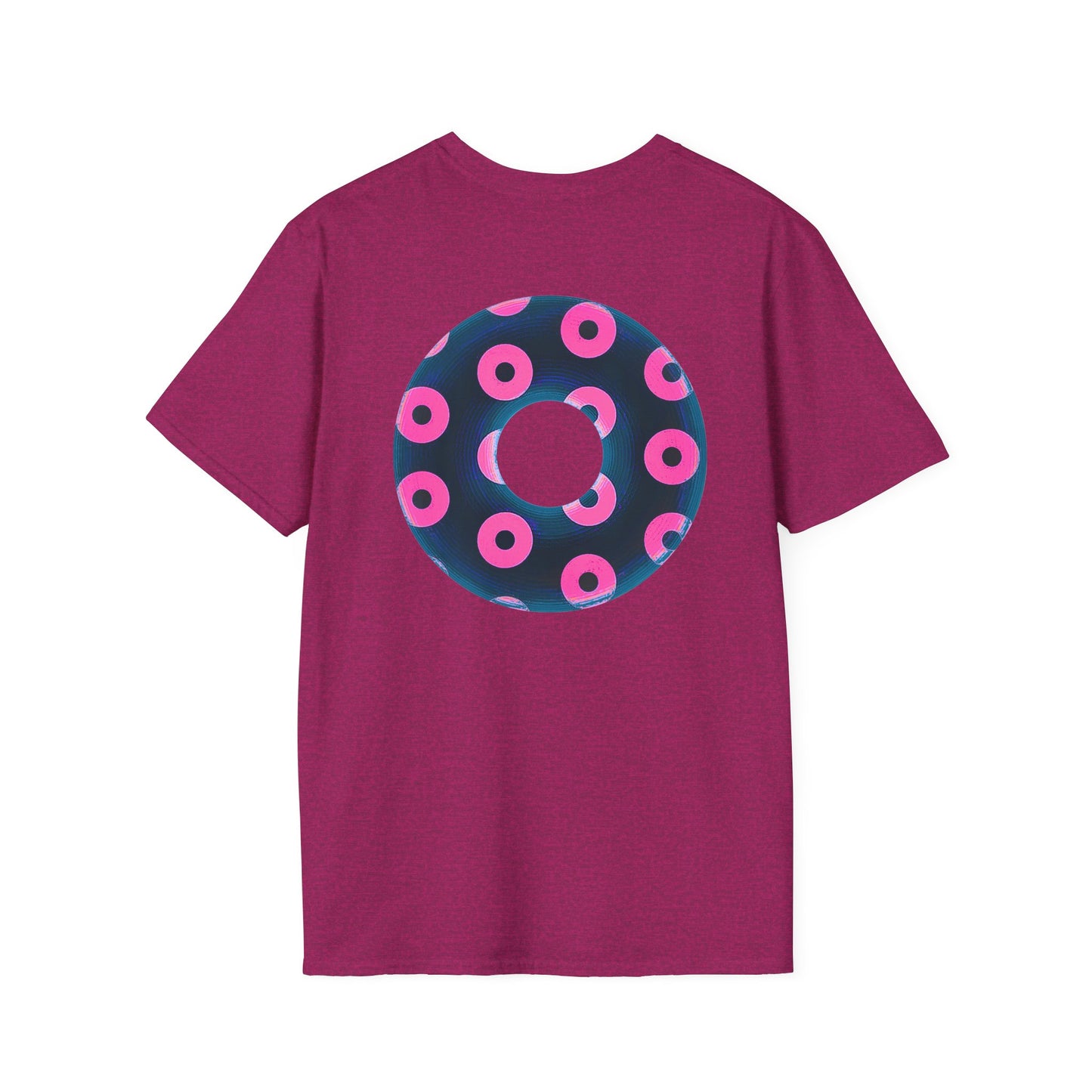 Copy of Plain Donuts/Unisex Soft-Style - "Plain Blimpy Paradoxical Donuts" - dark steel blue/vivid magenta donuts