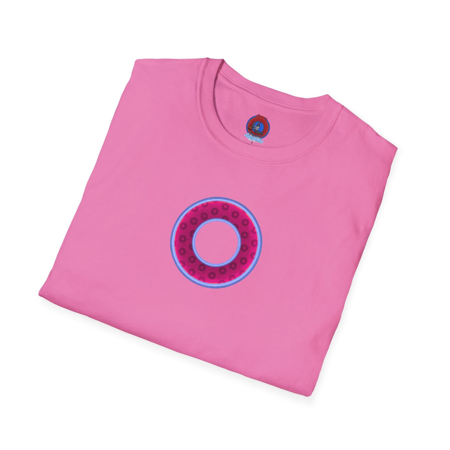 Plain Donuts/Unisex Soft-Style - "Plain Wide Mouthed Paradoxical Donuts" - dark magenta/light blue donuts