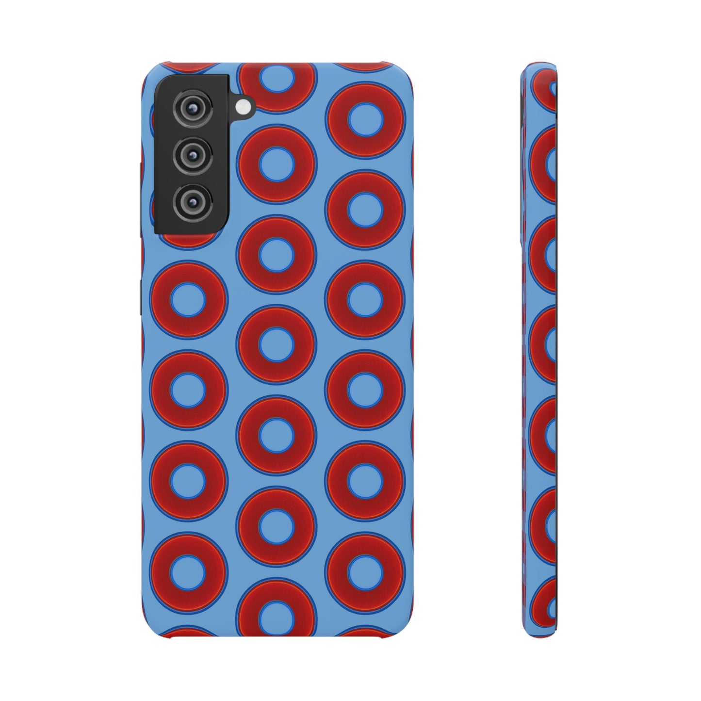 Lumpy Donut Snap Case - red vivid donut print w/light blue background