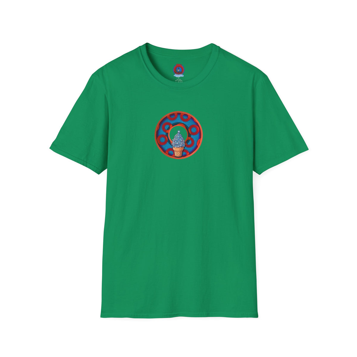 Classic Donut Tee - Unisex Soft-Style - "We All Scream It's ICE Cream" - blue/red rustic paradox donut