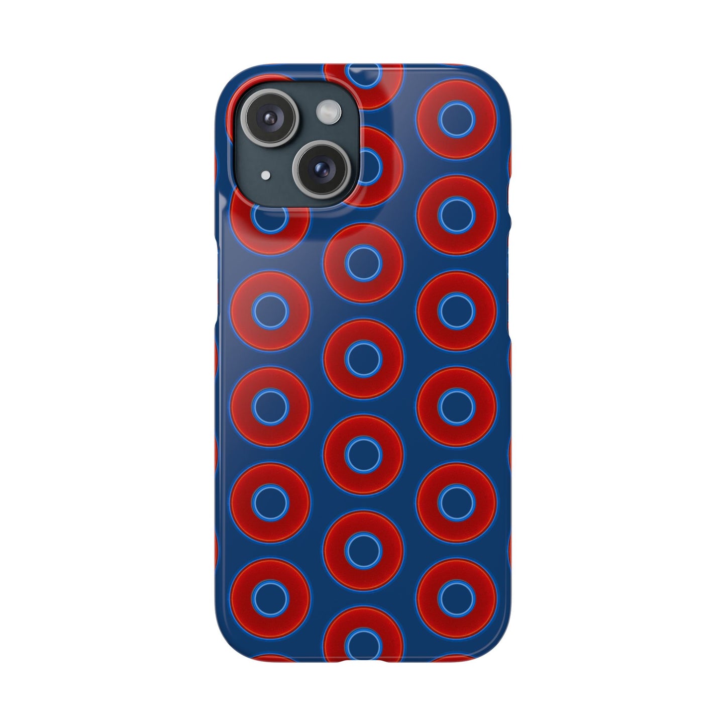 Lumpy Donut Snap Case - red vivid donut print w/Atlantic navy blue background