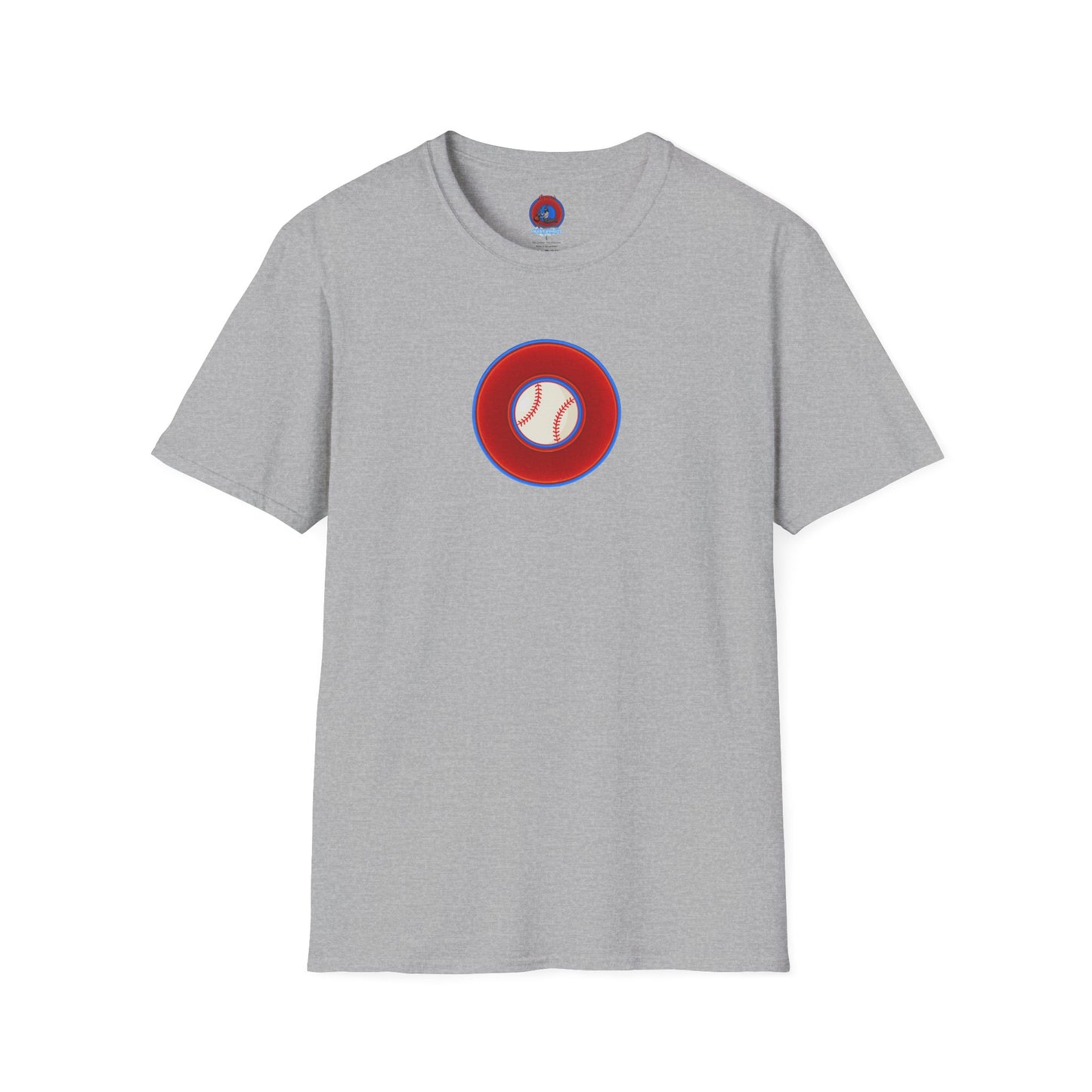 Classic Donut Tee - Unisex Soft-Style - "Phenway Ballpark Donuts" - vivid red/blue donut - variant 4