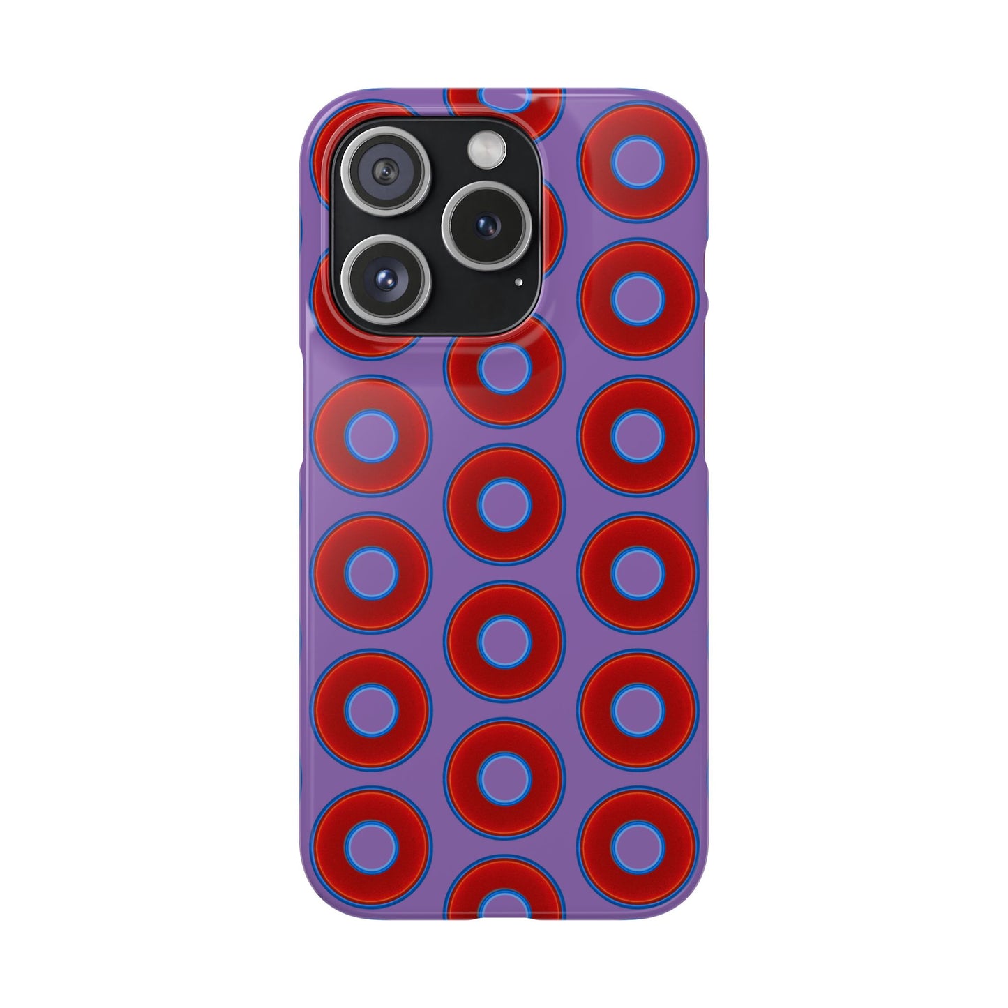 Lumpy Donut Snap Case - red vivid donut print w/light purple background